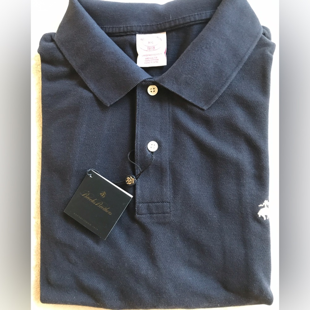 Brooks Brothers Navy Blue Mesh/Pique Polo